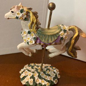 CAROUSEL CREATIONS HORSES BRASS POLE WITH FLOWERS